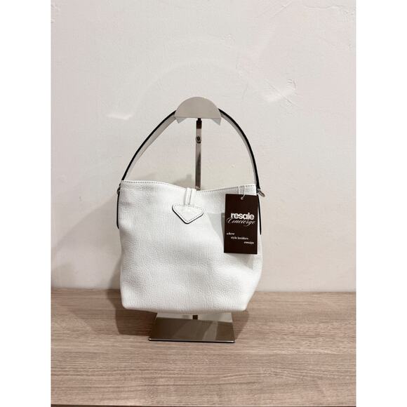 Longchamp Le Roseau Shoulder Bucket Bag White Fine-Grain Cowhide Leather - Picture 5 of 12